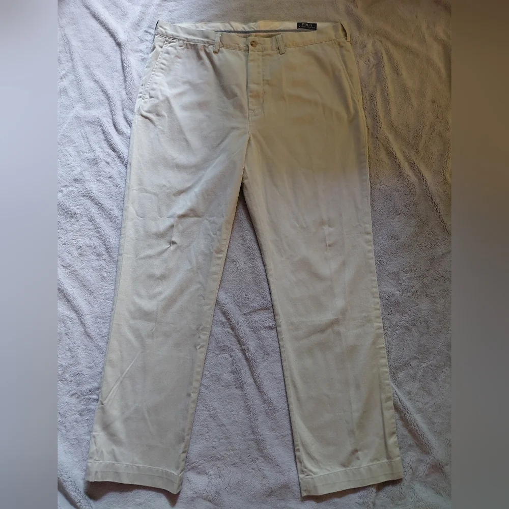 Polo Ralph Lauren Chino Classic Fit Cream Pants Classic Cotton Twill Size 38/32